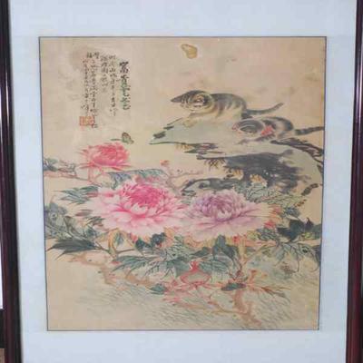 国画“富贵猫蝶”一副(方云峰作)