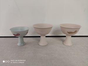 明鲜红釉三鱼·三果·三芝工艺（一套）