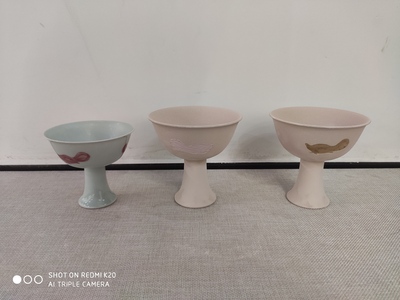 明鲜红釉三鱼·三果·三芝工艺（一套）