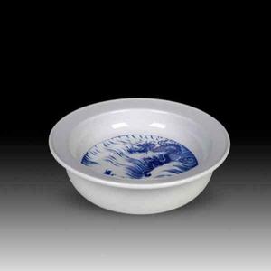 仿清康熙青花海水龙纹盘